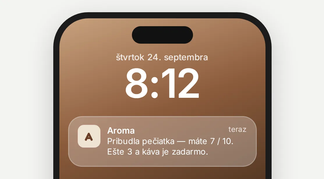 Notifikácia o novej pečiatke na zamknutej obrazovke